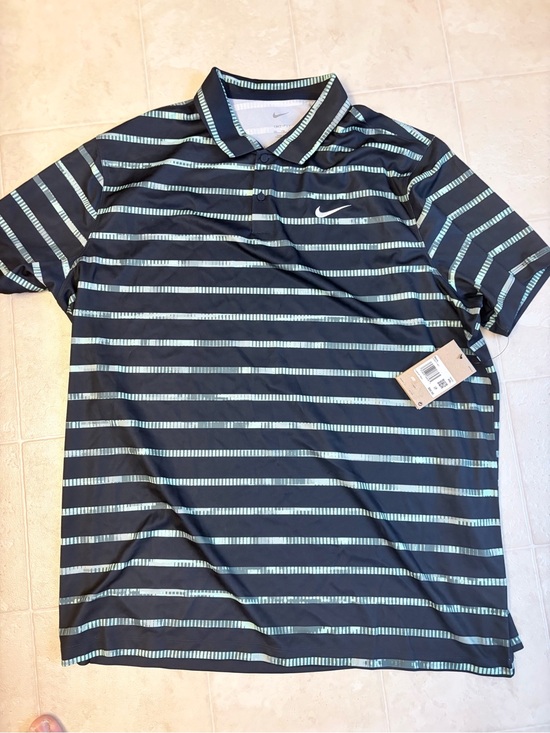 Nike Other - Nike Men’s Black Polo with Teal Stripe Pattern